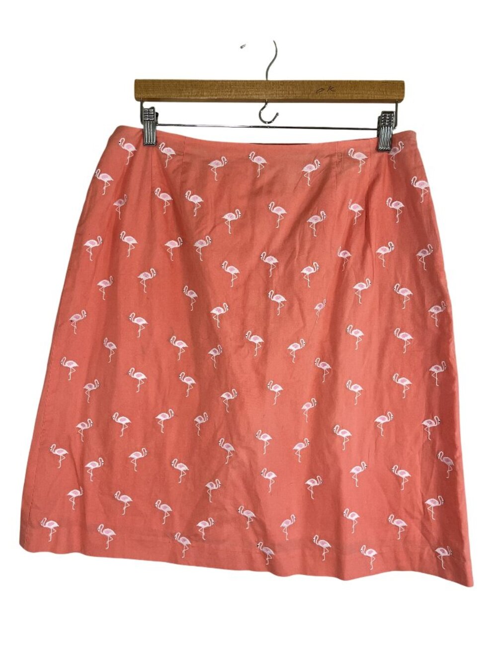 Colorful Flamingo Embroidered Skirt Orange 12W Preppy Resort‎ Tropical Summer